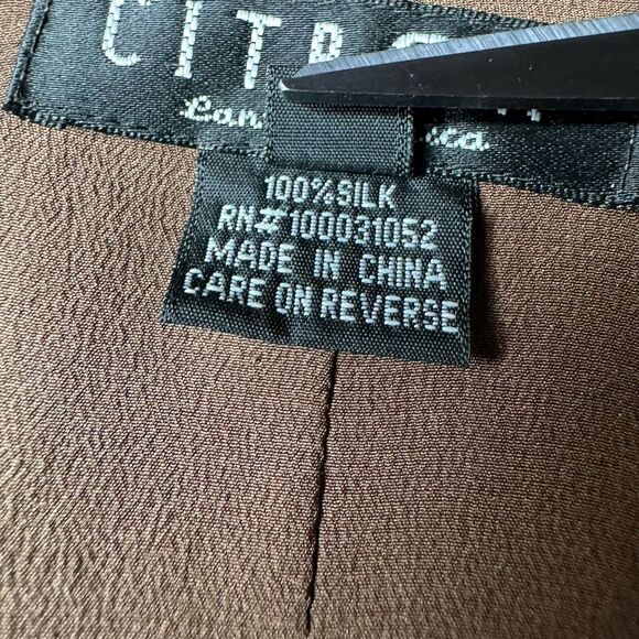 Citron Santa Monica Jacket Extra Small Brown Silk Jacquard Embroidered Floral - Picture 14 of 16